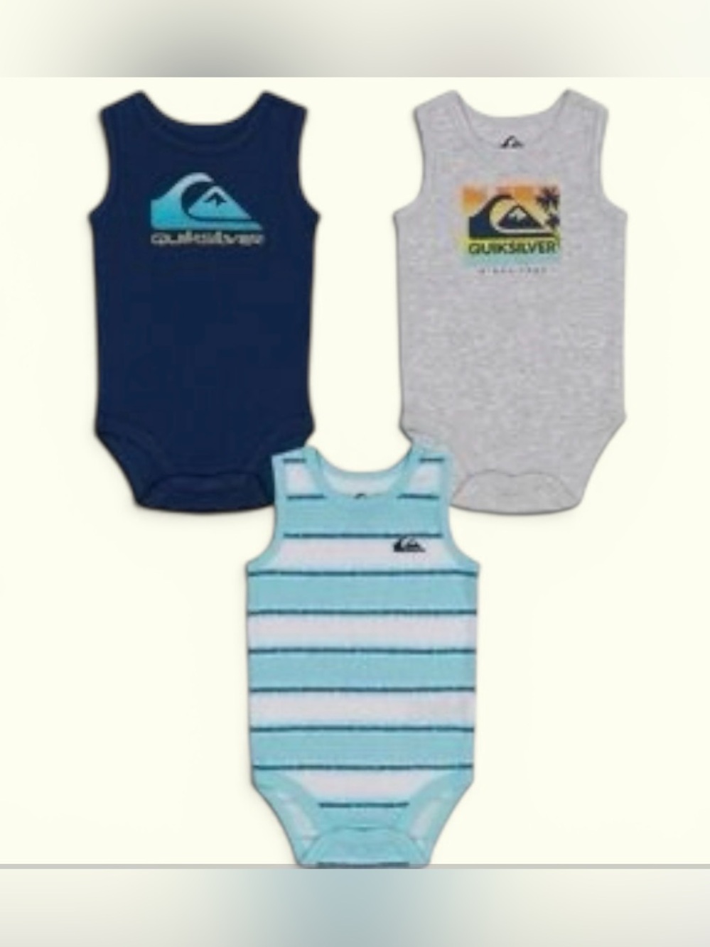 New Quicksilver 3pc Onesie Set